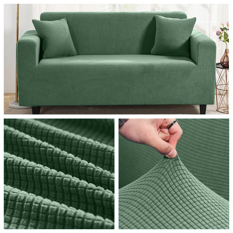1/2/3/4 Seat Solid Color Sofa Cover Full Coverage Dustproof Universal Cover Jacquard Fabric L Shape Sofa Covers - Image 12