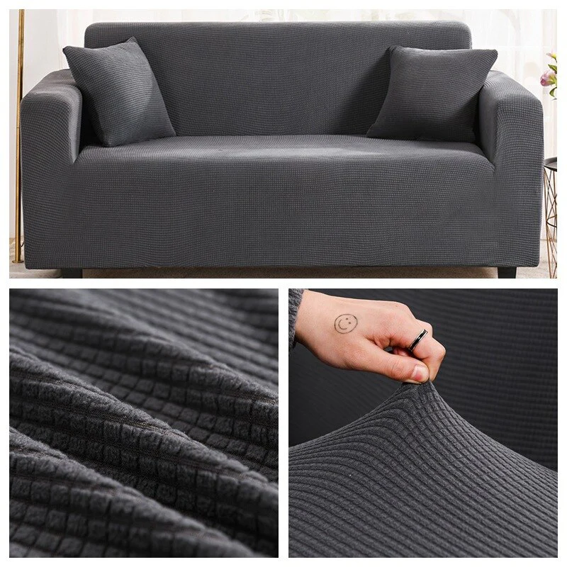 1/2/3/4 Seat Solid Color Sofa Cover Full Coverage Dustproof Universal Cover Jacquard Fabric L Shape Sofa Covers - Image 13