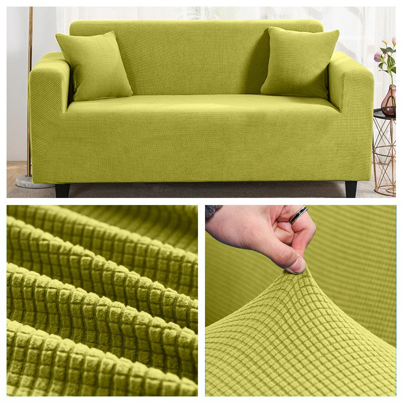1/2/3/4 Seat Solid Color Sofa Cover Full Coverage Dustproof Universal Cover Jacquard Fabric L Shape Sofa Covers - Image 14