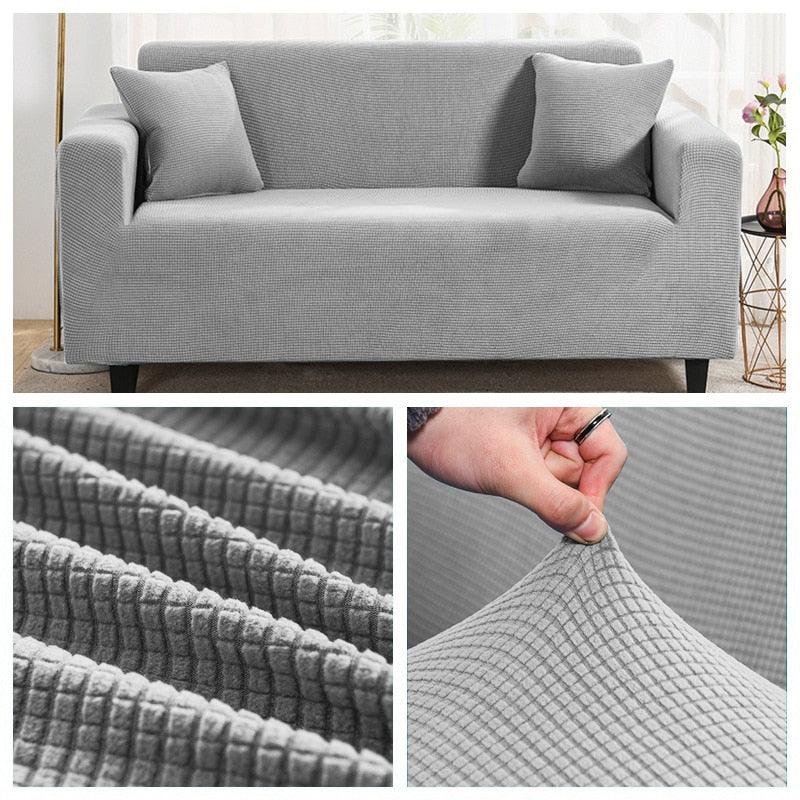 1/2/3/4 Seat Solid Color Sofa Cover Full Coverage Dustproof Universal Cover Jacquard Fabric L Shape Sofa Covers - Image 16