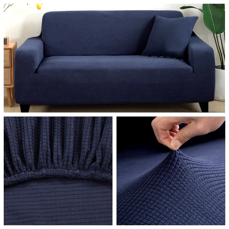 1/2/3/4 Seat Solid Color Sofa Cover Full Coverage Dustproof Universal Cover Jacquard Fabric L Shape Sofa Covers - Image 17