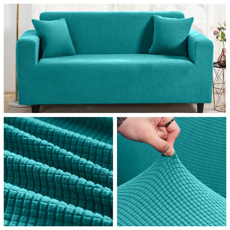 1/2/3/4 Seat Solid Color Sofa Cover Full Coverage Dustproof Universal Cover Jacquard Fabric L Shape Sofa Covers - Image 18
