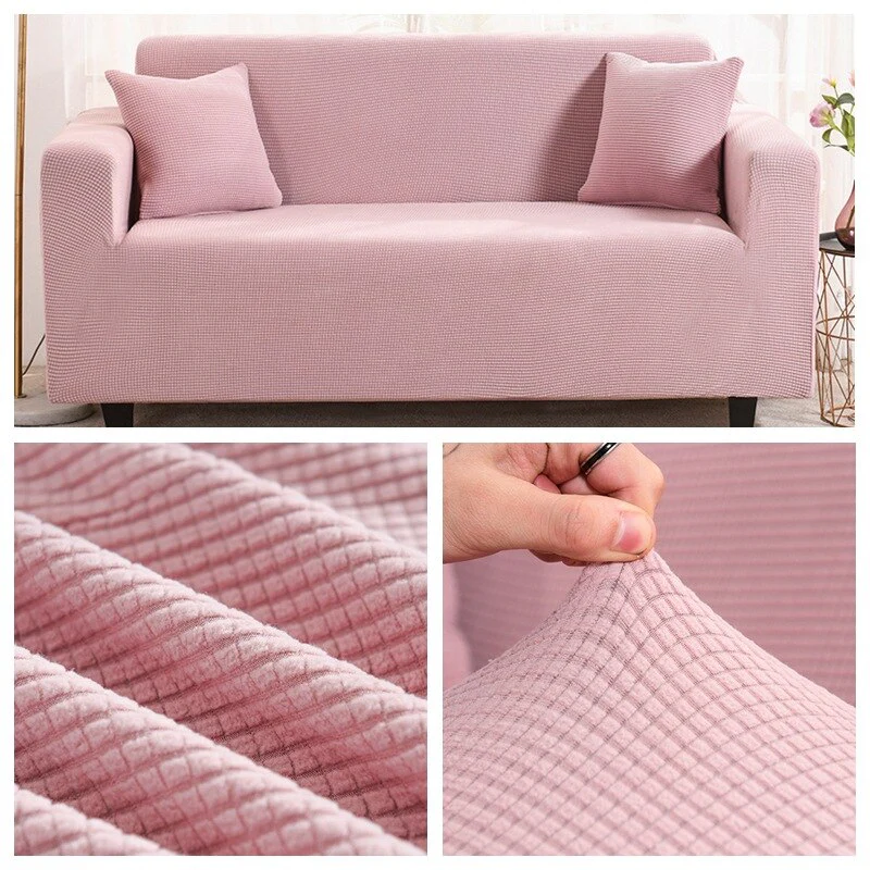 1/2/3/4 Seat Solid Color Sofa Cover Full Coverage Dustproof Universal Cover Jacquard Fabric L Shape Sofa Covers - Image 19