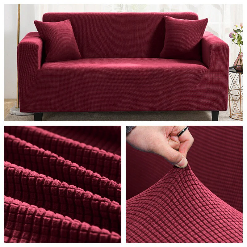 1/2/3/4 Seat Solid Color Sofa Cover Full Coverage Dustproof Universal Cover Jacquard Fabric L Shape Sofa Covers - Image 20