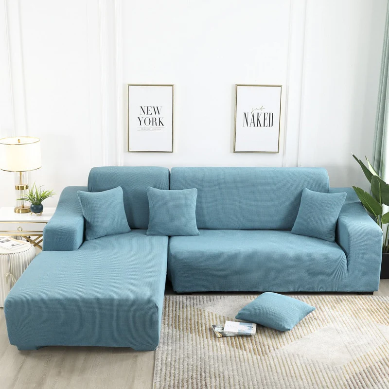 1/2/3/4 Seat Solid Color Sofa Cover Full Coverage Dustproof Universal Cover Jacquard Fabric L Shape Sofa Covers - Image 6