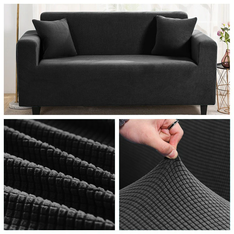 1/2/3/4 Seat Solid Color Sofa Cover Full Coverage Dustproof Universal Cover Jacquard Fabric L Shape Sofa Covers - Image 7