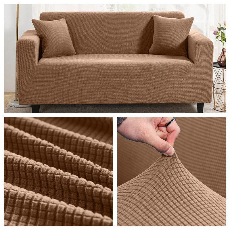 1/2/3/4 Seat Solid Color Sofa Cover Full Coverage Dustproof Universal Cover Jacquard Fabric L Shape Sofa Covers - Image 8