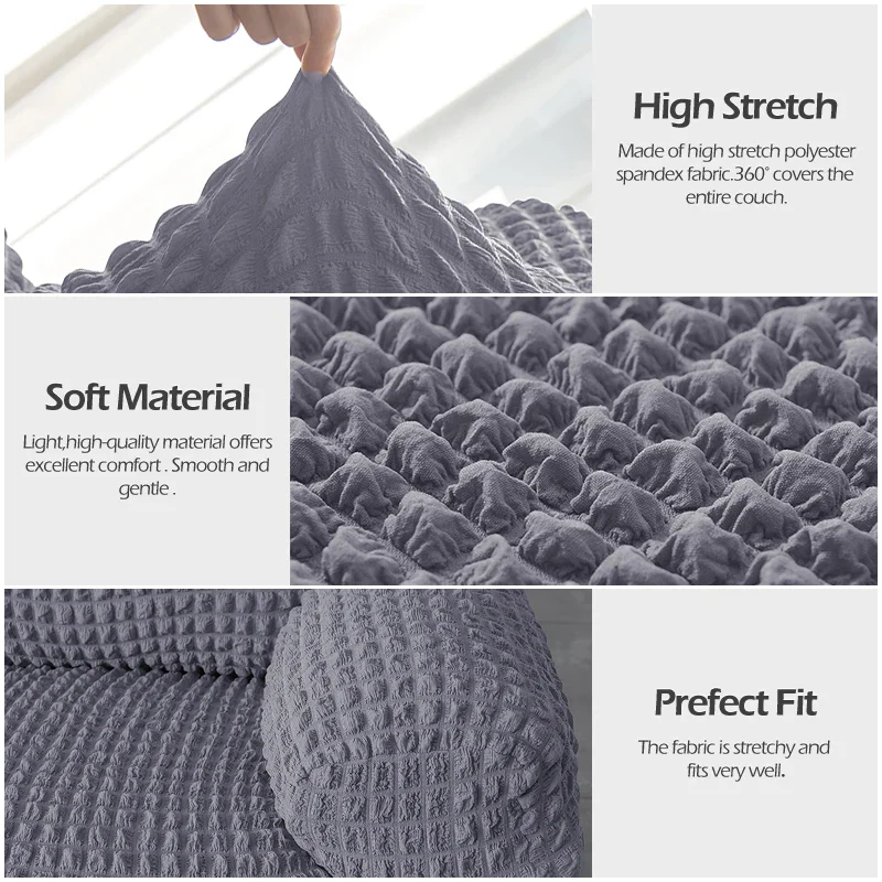 1/2/3/4 Seater Plaid Seersucker Sofa Covers Stretch Couch Cover Thick Corner Sofa Slipcover Protector Elastic Armchair Cover - Image 4