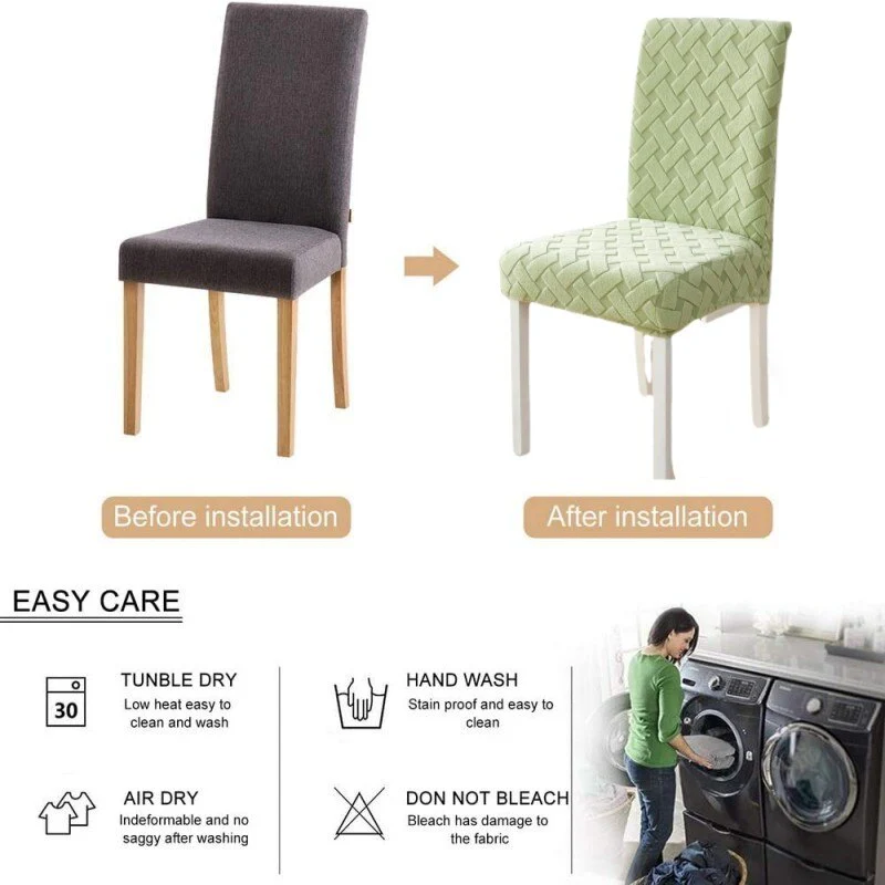 1/2/4/6Pcs Elastic Seat Chair Covers Jacquard Spandex Dining Chair Cover Living Room Dining Room Waterproof Elastic Seat Cover - Image 4