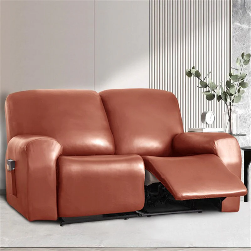 1 2 Seat Waterproof Leather Recliner Sofa Cover PU Leather Armchair Cover Lazy Boy Chair Cover Elastic Single Sofa Slipcover - Image 3