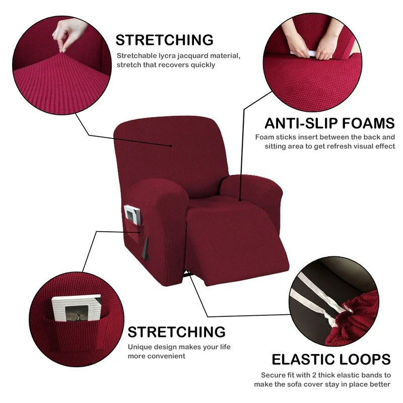 1 Piece Stretch Chair Recliner Slipcovers Furniture Protector Cover for Armchair Sofa Couch Living Room Single Seater - Image 3