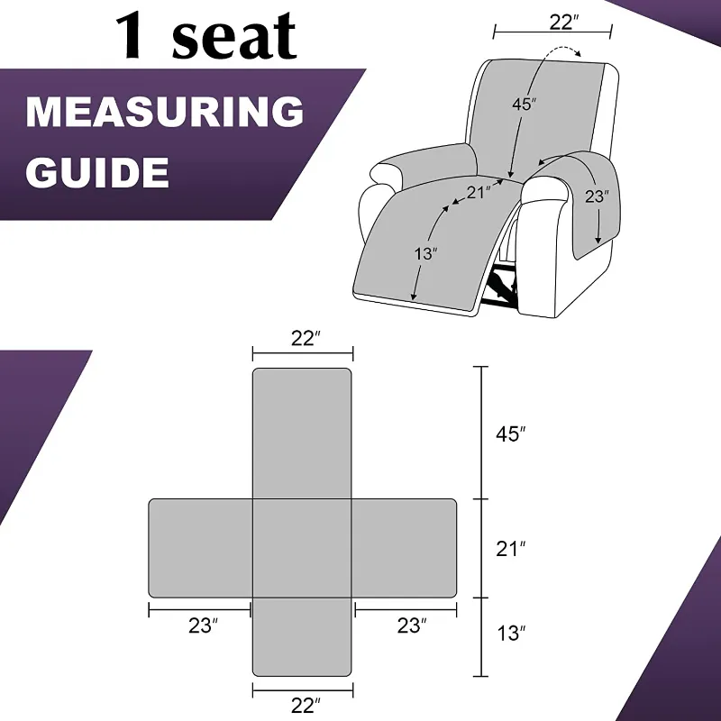 1 Seat Non-Slip Recliner Chair Cover Sofa Slipcover Reversible Pet Cover Protector Couch Cover - Image 6