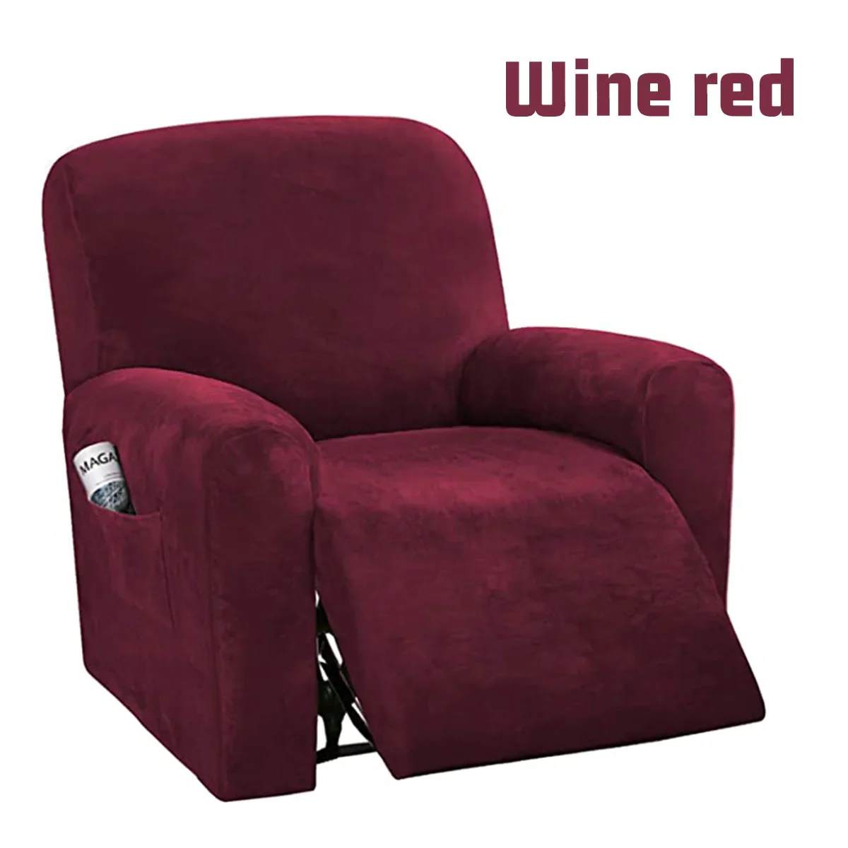 1 Seater High Grade Velvet Non-slip Relax Armchair Cover All-inclusive Recliner Sofa Cover Elastic Recliner Case Suede Couch Armchair Cover - Image 16