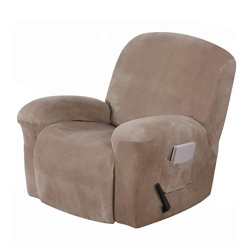 1 Seater High Grade Velvet Non-slip Relax Armchair Cover All-inclusive Recliner Sofa Cover Elastic Recliner Case Suede Couch Armchair Cover - Image 3