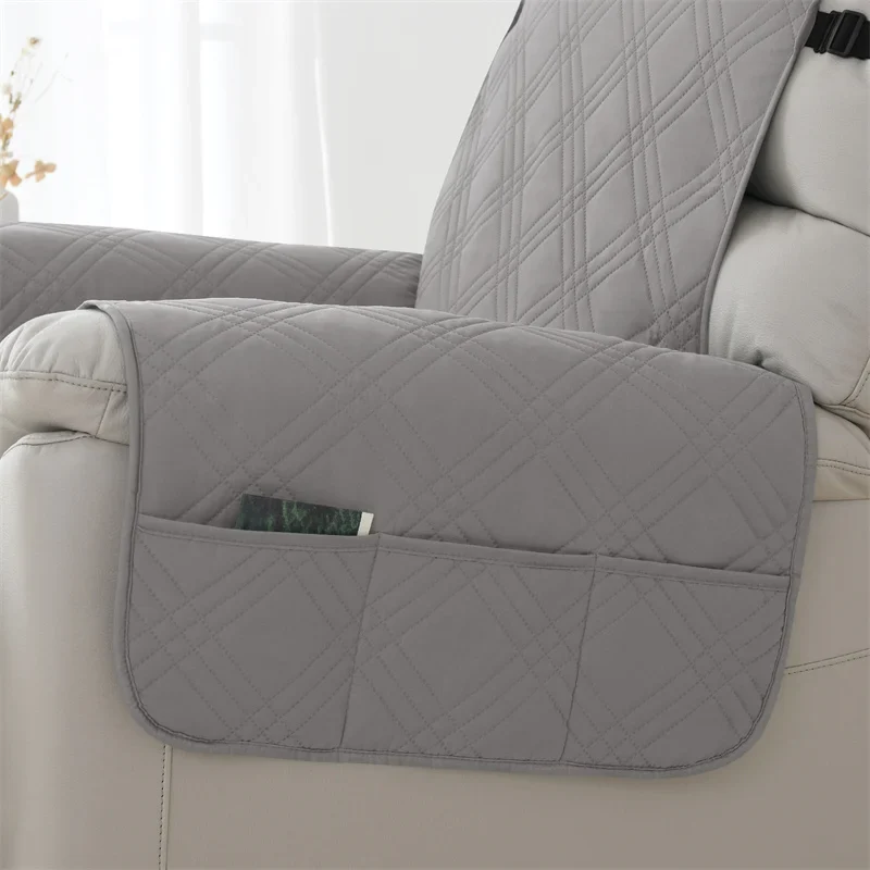 1 Seater Waterproof Recliner Chair Cover Solid Color Quilted Armchair Slipcover Pet Kids Accent Couch For Living Room Hotel Home - Image 3