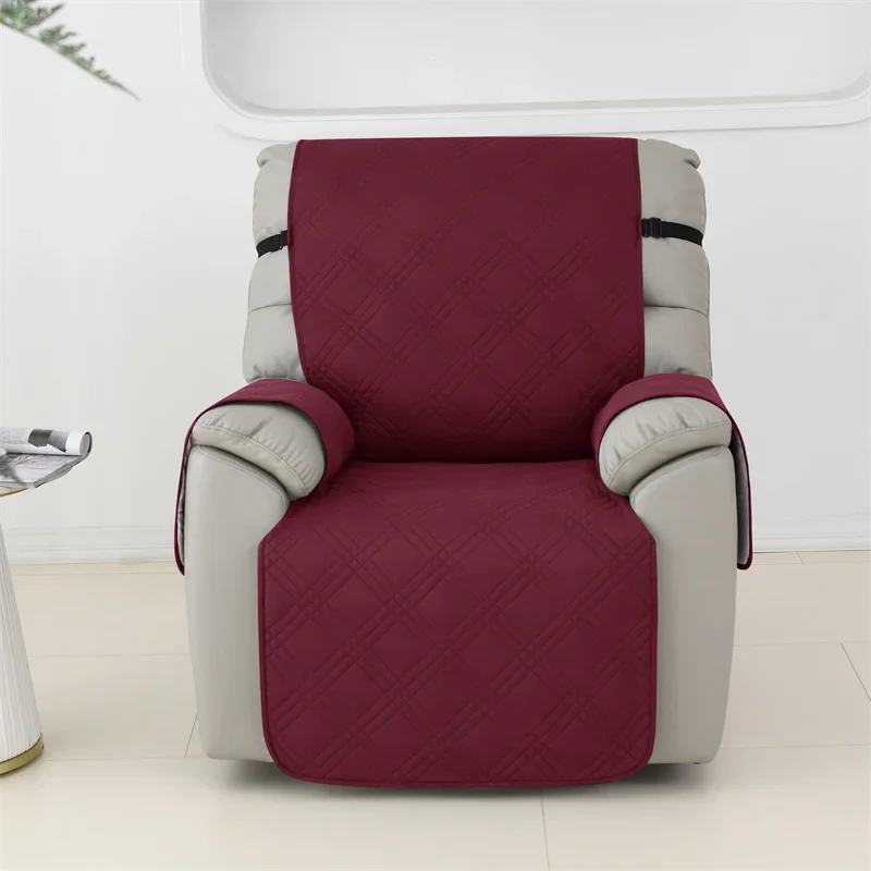 1 Seater Waterproof Recliner Chair Cover Solid Color Quilted Armchair Slipcover Pet Kids Accent Couch For Living Room Hotel Home - Image 6