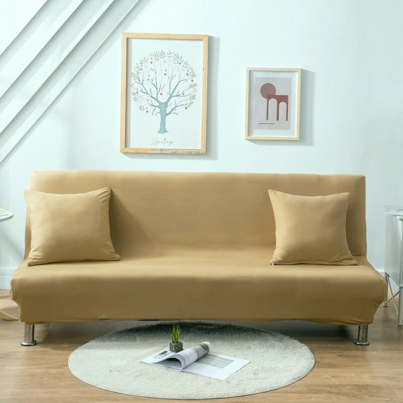 10 Soild Colors Armless Sofa Bed Cover Folding Sofa Seat Slipcovers Stretch Covers Couch Protector Elastic Futon Bench Covers for Sofa - Image 12