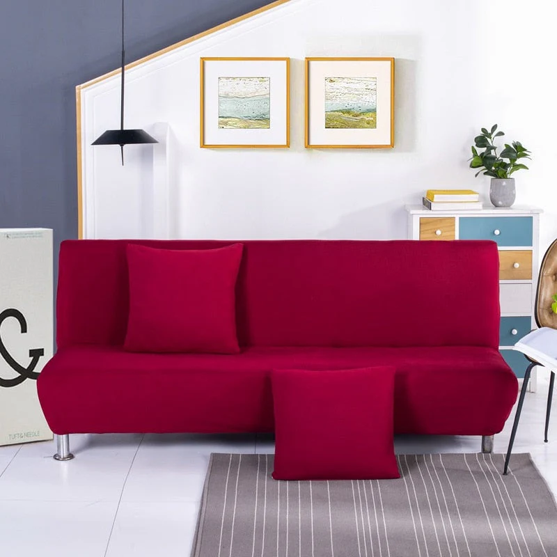 10 Soild Colors Armless Sofa Bed Cover Folding Sofa Seat Slipcovers Stretch Covers Couch Protector Elastic Futon Bench Covers for Sofa - Image 7