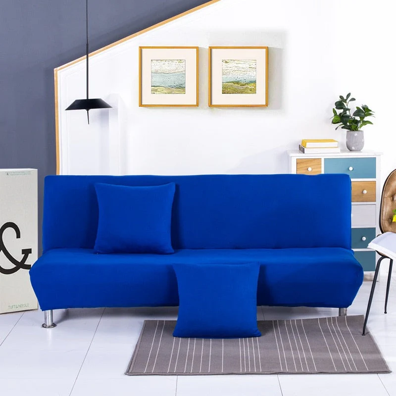 10 Soild Colors Armless Sofa Bed Cover Folding Sofa Seat Slipcovers Stretch Covers Couch Protector Elastic Futon Bench Covers for Sofa - Image 9
