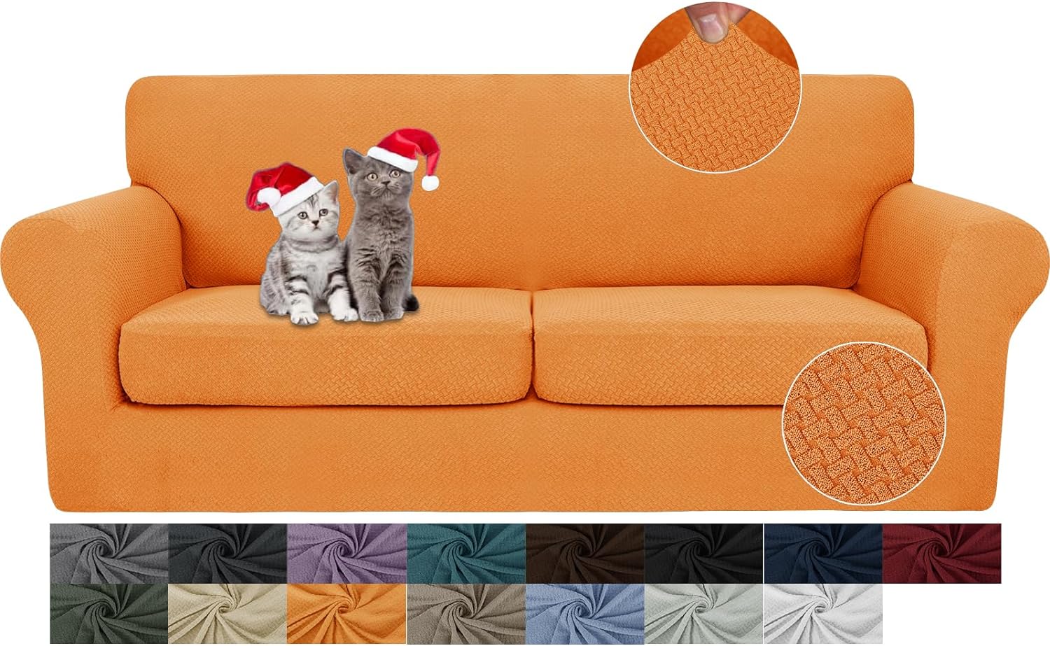 3 Pieces Stretch Couch Covers for 2 Cushion Couch Fitted Thick Loveseat Sofa Slipcover with 2 Seat Cushion Covers for Pet Dogs - Image 10