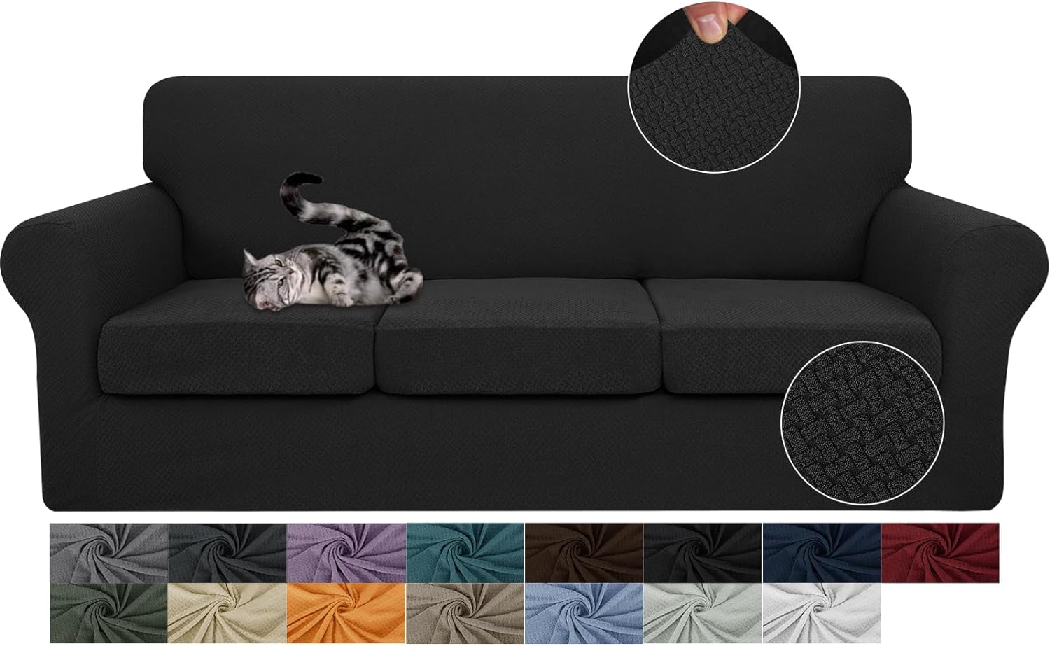 3 Pieces Stretch Couch Covers for 2 Cushion Couch Fitted Thick Loveseat Sofa Slipcover with 2 Seat Cushion Covers for Pet Dogs - Image 13