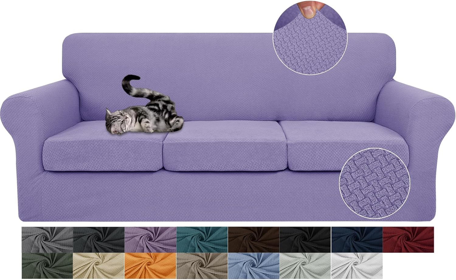 3 Pieces Stretch Couch Covers for 2 Cushion Couch Fitted Thick Loveseat Sofa Slipcover with 2 Seat Cushion Covers for Pet Dogs - Image 14