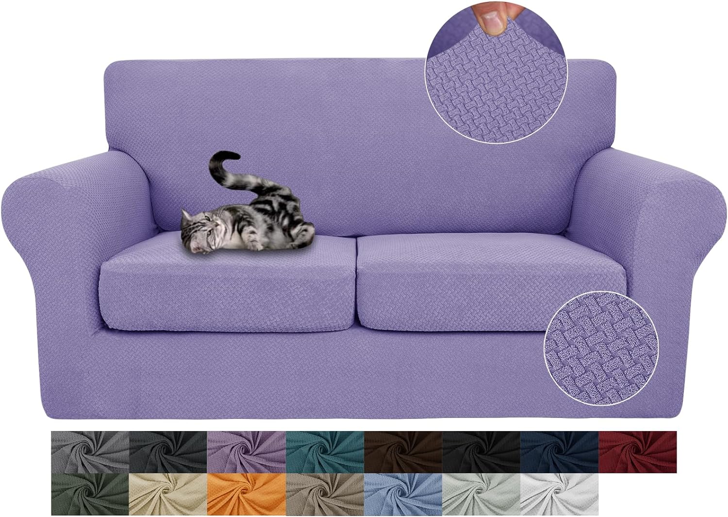 3 Pieces Stretch Couch Covers for 2 Cushion Couch Fitted Thick Loveseat Sofa Slipcover with 2 Seat Cushion Covers for Pet Dogs - Image 15