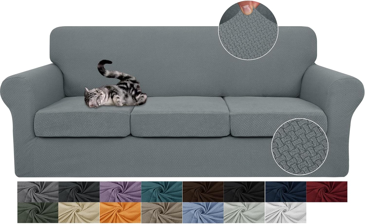 3 Pieces Stretch Couch Covers for 2 Cushion Couch Fitted Thick Loveseat Sofa Slipcover with 2 Seat Cushion Covers for Pet Dogs - Image 16