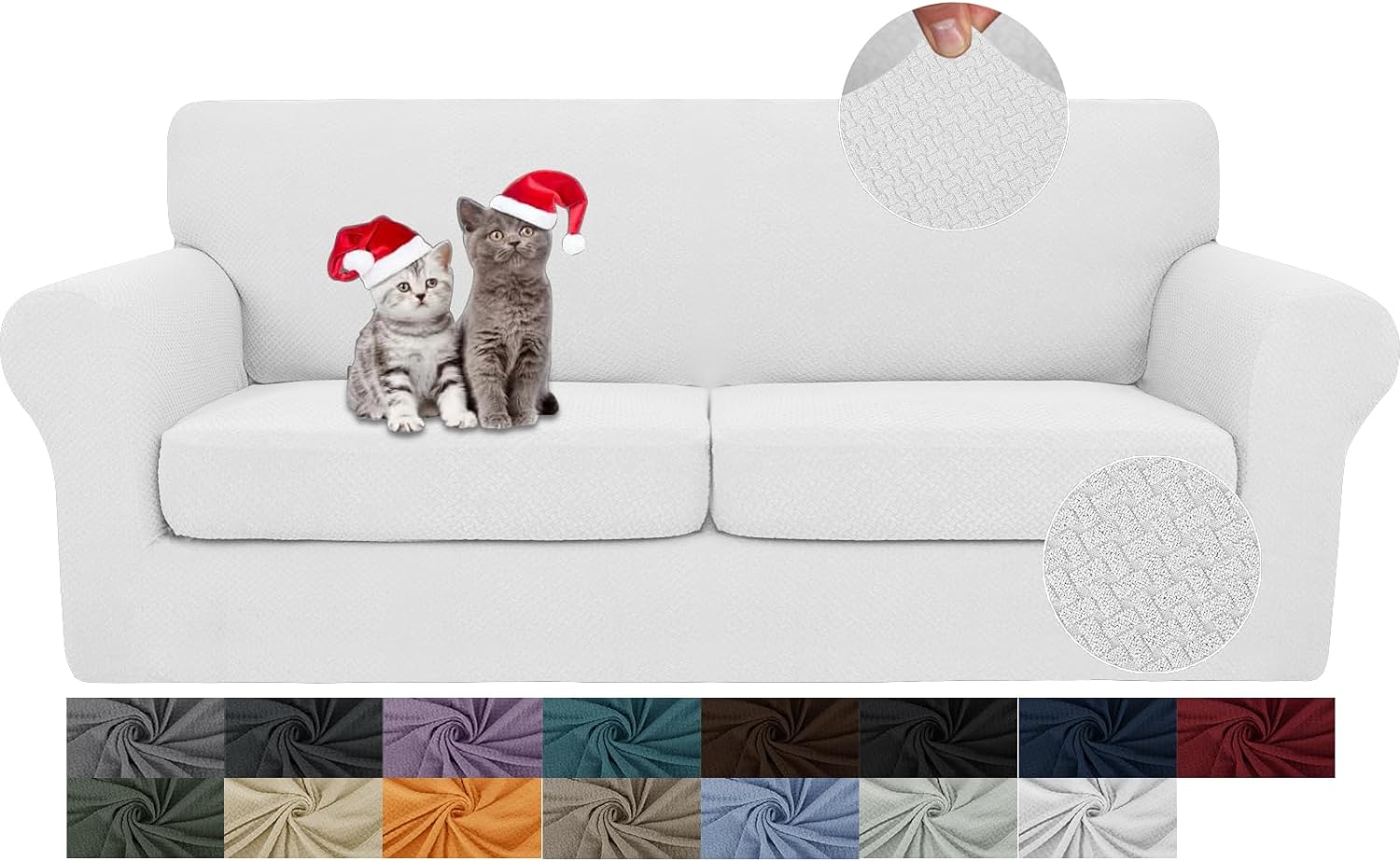 3 Pieces Stretch Couch Covers for 2 Cushion Couch Fitted Thick Loveseat Sofa Slipcover with 2 Seat Cushion Covers for Pet Dogs - Image 23