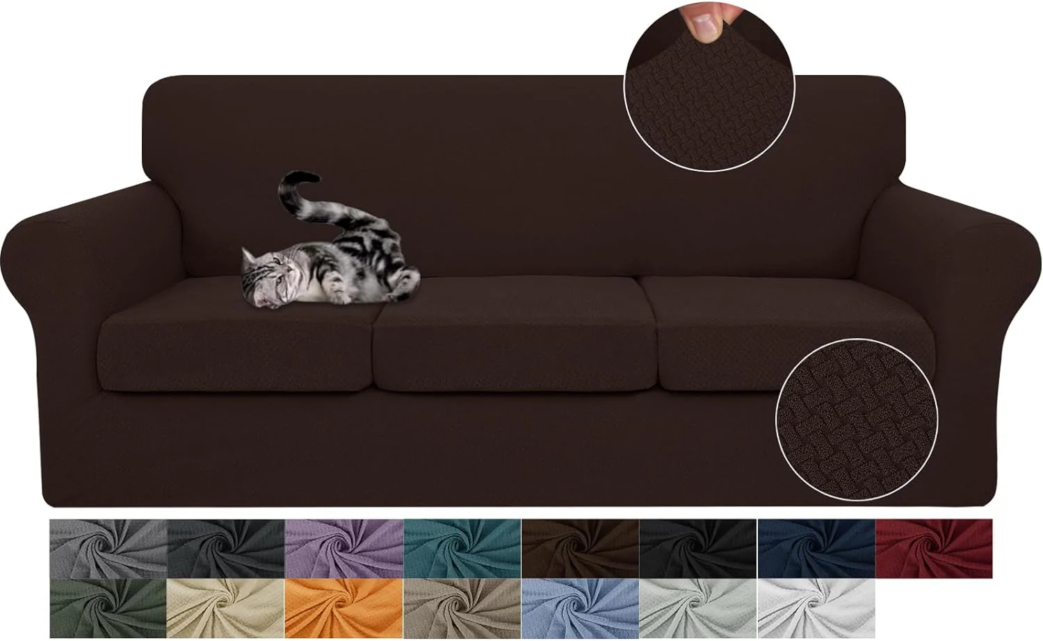 3 Pieces Stretch Couch Covers for 2 Cushion Couch Fitted Thick Loveseat Sofa Slipcover with 2 Seat Cushion Covers for Pet Dogs - Image 24