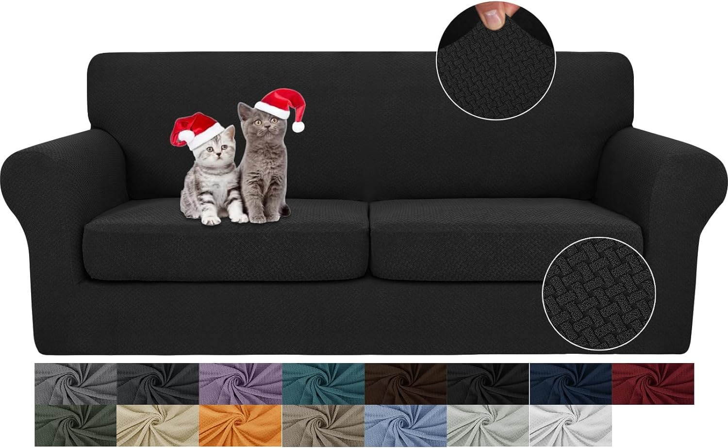 3 Pieces Stretch Couch Covers for 2 Cushion Couch Fitted Thick Loveseat Sofa Slipcover with 2 Seat Cushion Covers for Pet Dogs - Image 26