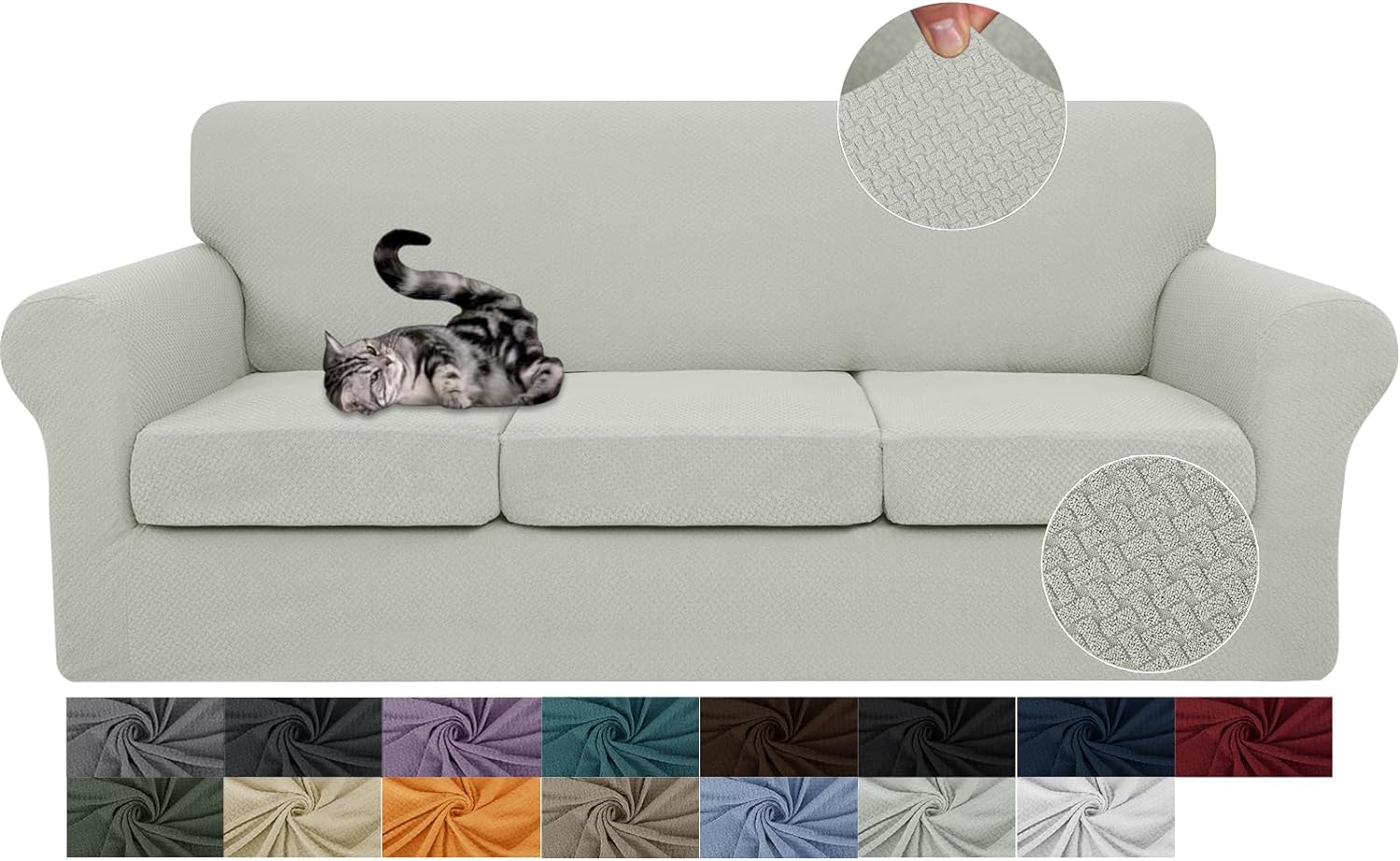 3 Pieces Stretch Couch Covers for 2 Cushion Couch Fitted Thick Loveseat Sofa Slipcover with 2 Seat Cushion Covers for Pet Dogs - Image 28