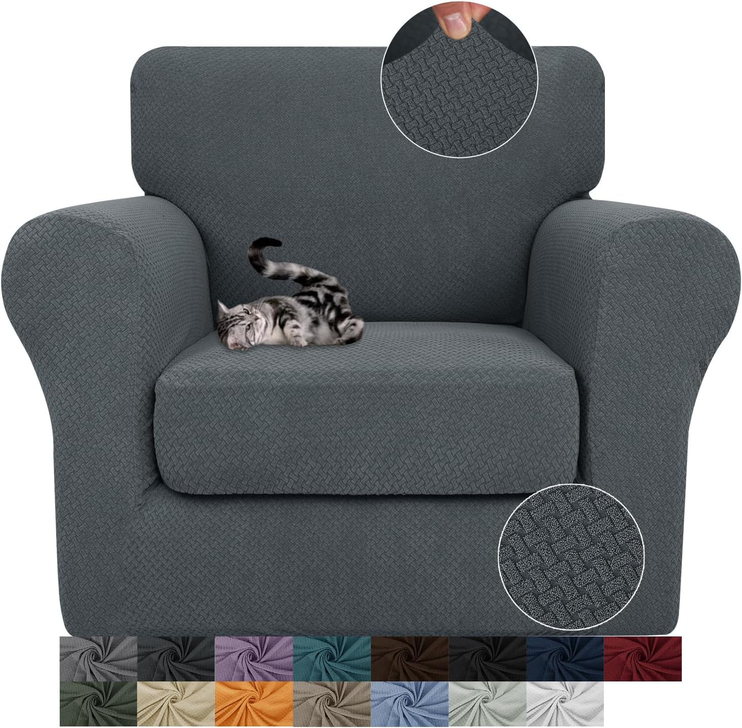 3 Pieces Stretch Couch Covers for 2 Cushion Couch Fitted Thick Loveseat Sofa Slipcover with 2 Seat Cushion Covers for Pet Dogs - Image 3