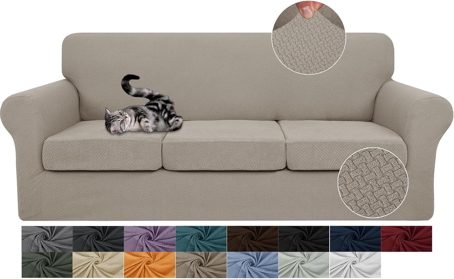 3 Pieces Stretch Couch Covers for 2 Cushion Couch Fitted Thick Loveseat Sofa Slipcover with 2 Seat Cushion Covers for Pet Dogs - Image 30