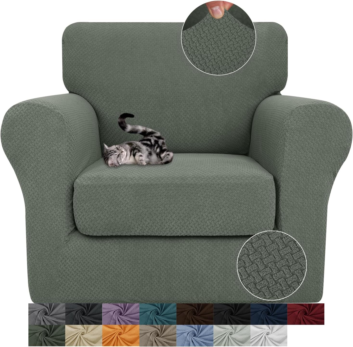 3 Pieces Stretch Couch Covers for 2 Cushion Couch Fitted Thick Loveseat Sofa Slipcover with 2 Seat Cushion Covers for Pet Dogs - Image 36