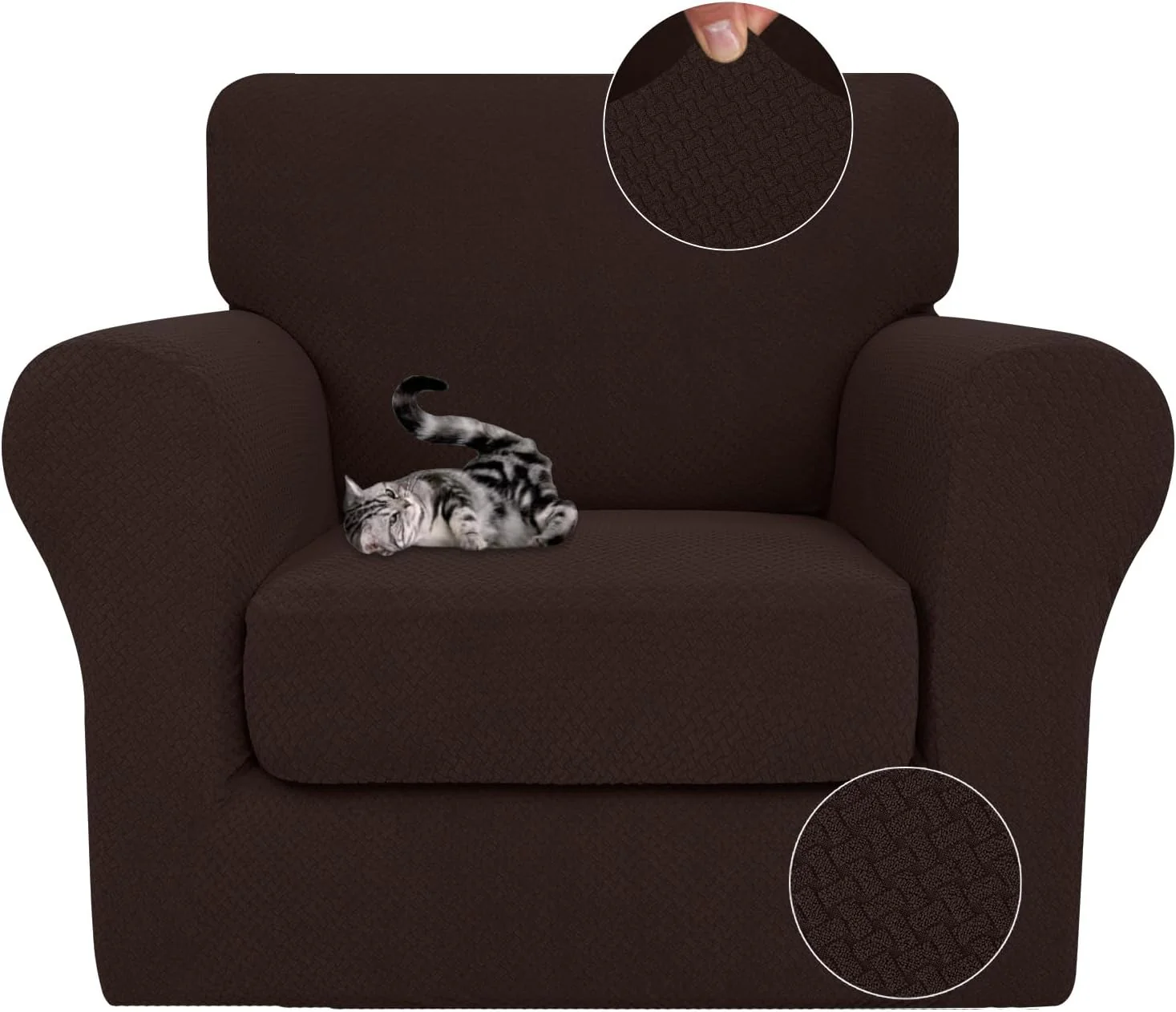 3 Pieces Stretch Couch Covers for 2 Cushion Couch Fitted Thick Loveseat Sofa Slipcover with 2 Seat Cushion Covers for Pet Dogs - Image 40