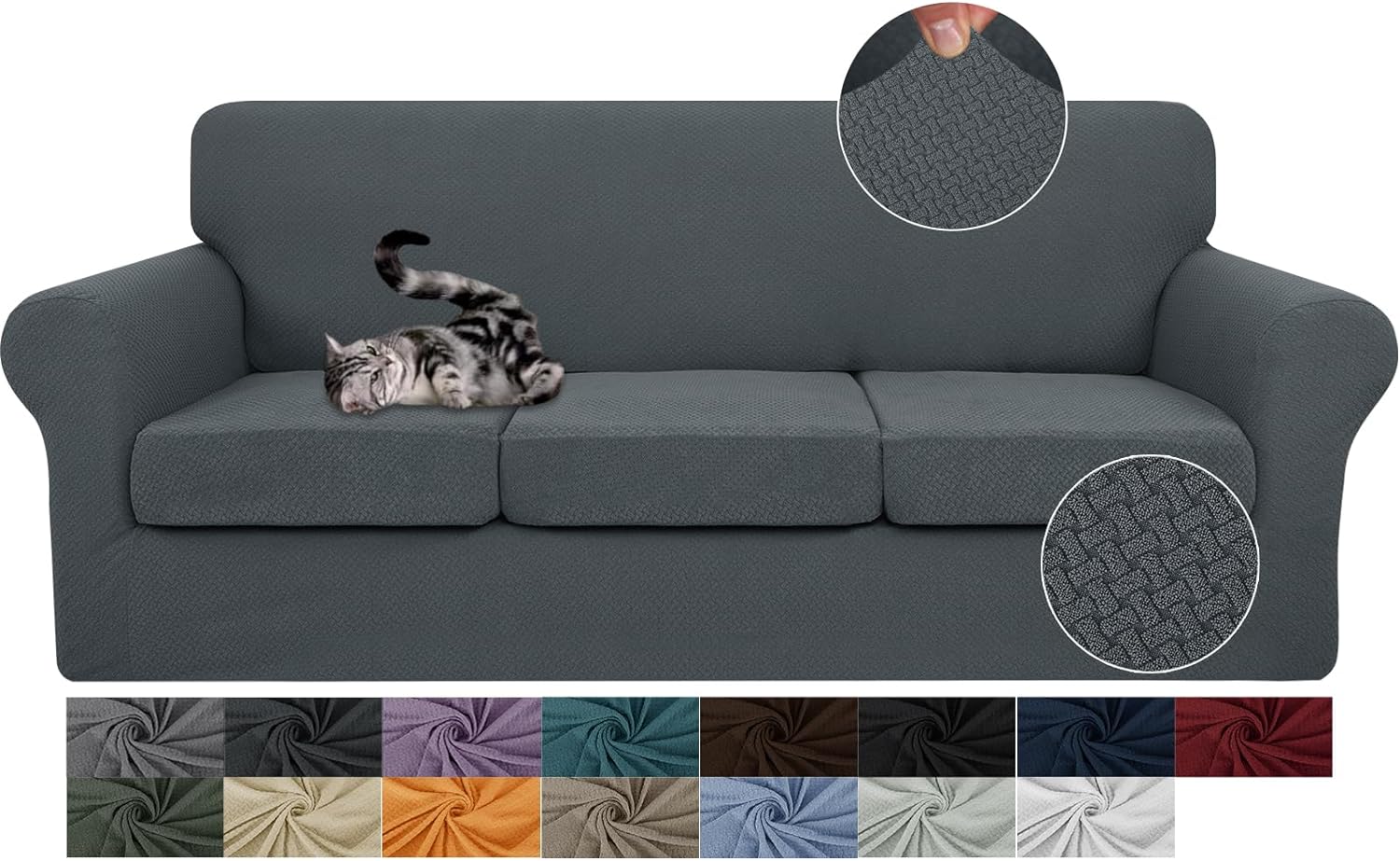 3 Pieces Stretch Couch Covers for 2 Cushion Couch Fitted Thick Loveseat Sofa Slipcover with 2 Seat Cushion Covers for Pet Dogs - Image 43
