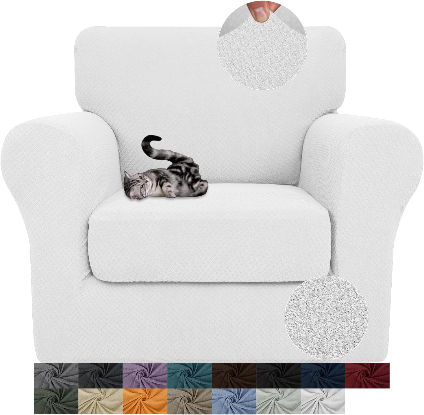 3 Pieces Stretch Couch Covers for 2 Cushion Couch Fitted Thick Loveseat Sofa Slipcover with 2 Seat Cushion Covers for Pet Dogs - Image 52