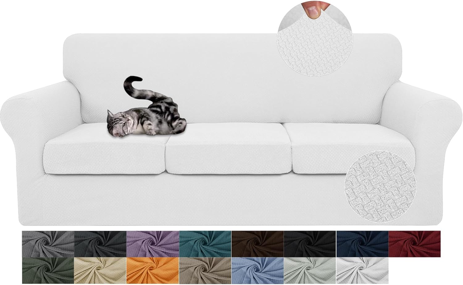 3 Pieces Stretch Couch Covers for 2 Cushion Couch Fitted Thick Loveseat Sofa Slipcover with 2 Seat Cushion Covers for Pet Dogs - Image 55