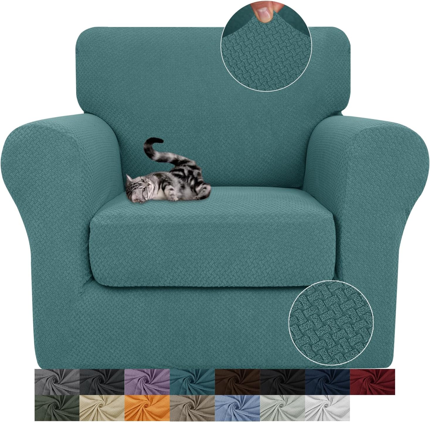 3 Pieces Stretch Couch Covers for 2 Cushion Couch Fitted Thick Loveseat Sofa Slipcover with 2 Seat Cushion Covers for Pet Dogs - Image 59