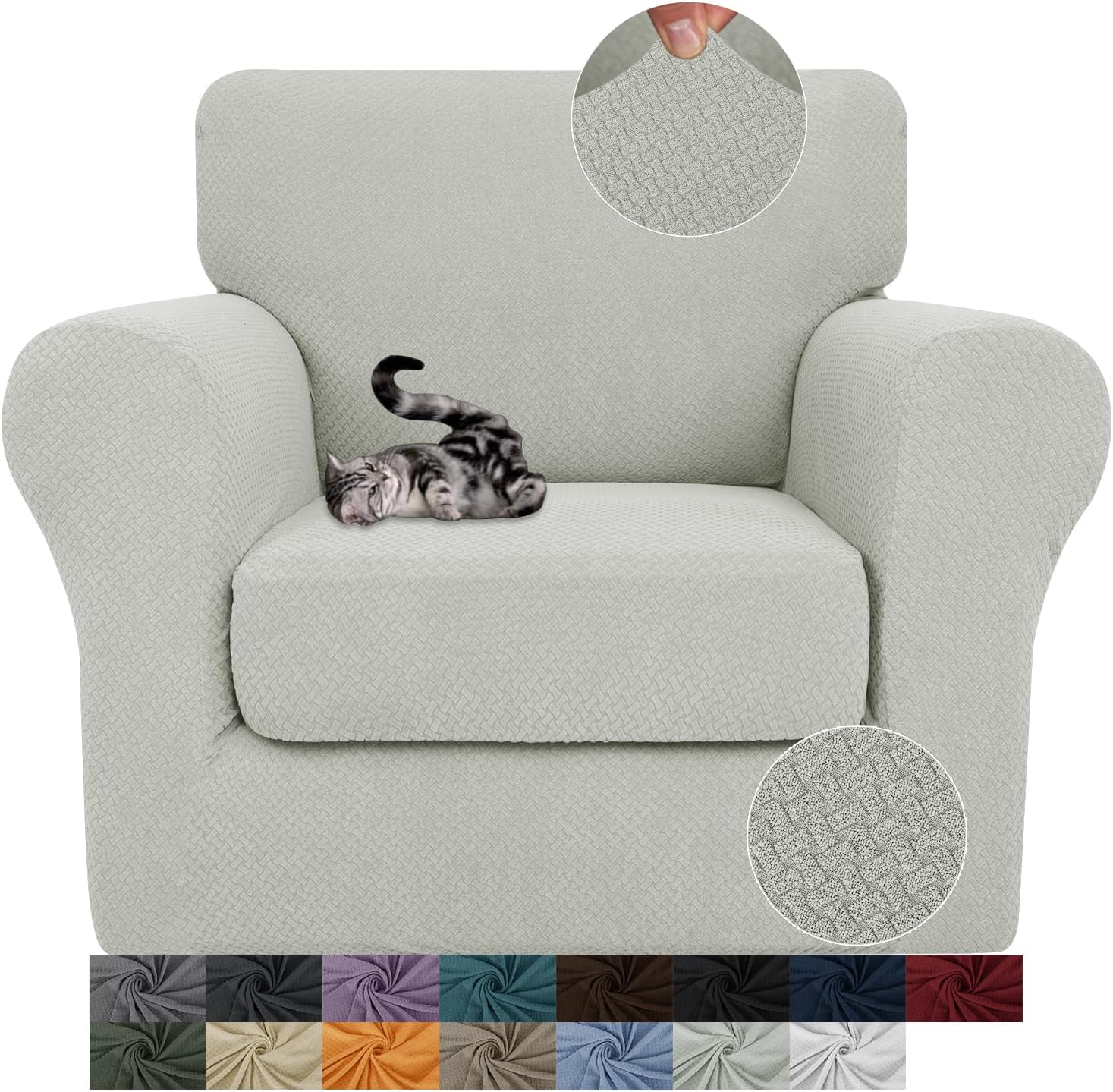 3 Pieces Stretch Couch Covers for 2 Cushion Couch Fitted Thick Loveseat Sofa Slipcover with 2 Seat Cushion Covers for Pet Dogs - Image 60