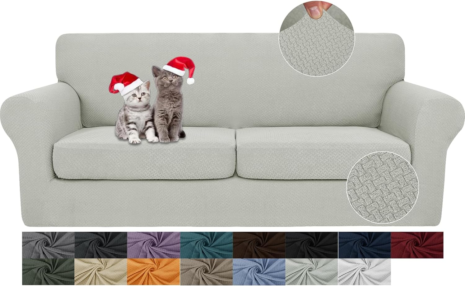 3 Pieces Stretch Couch Covers for 2 Cushion Couch Fitted Thick Loveseat Sofa Slipcover with 2 Seat Cushion Covers for Pet Dogs - Image 8