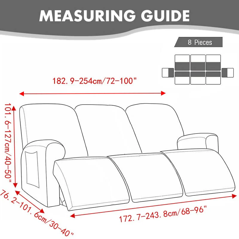 3 Seater Recliner Sofa Cover Waterproof Elastic Three Reclining Chair Cover Protector Lazy Boy Relax Armchair Cover - Image 3