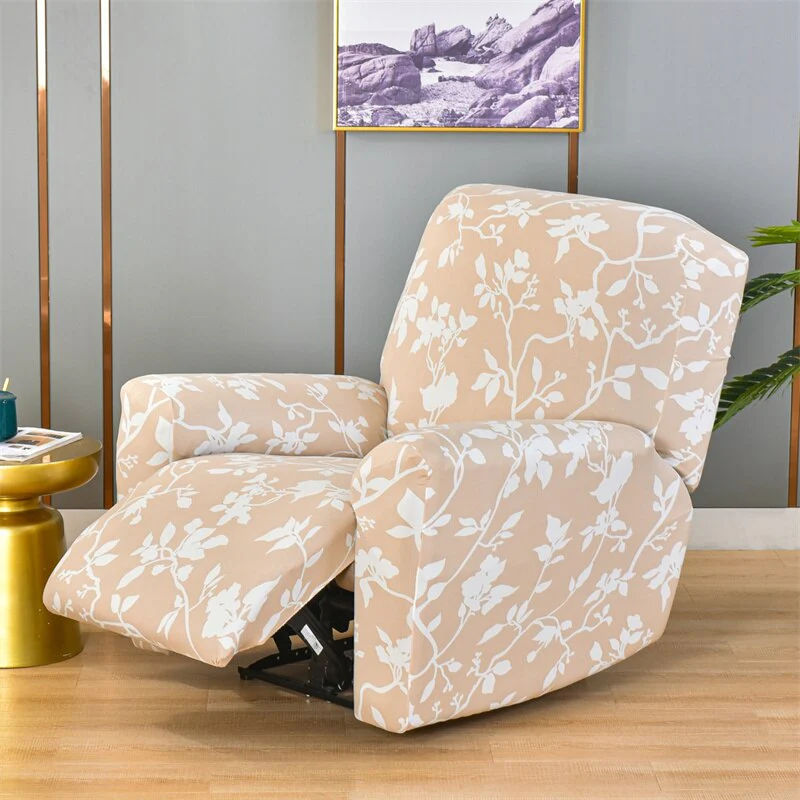 4 Pieces Flower Recliner Sofa Cover Elastic Reclining Chair Cover for Living Room Lazy Boy Relax Armchair Protector Slipcovers Recliner Sofa Cover - Image 12