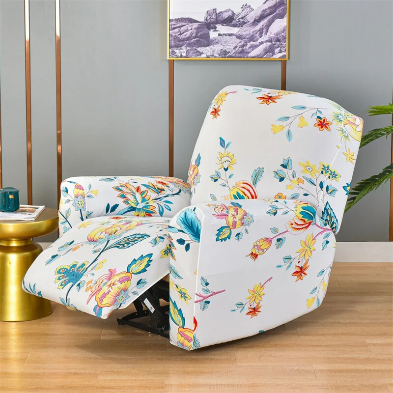 4 Pieces Flower Recliner Sofa Cover Elastic Reclining Chair Cover for Living Room Lazy Boy Relax Armchair Protector Slipcovers Recliner Sofa Cover - Image 13