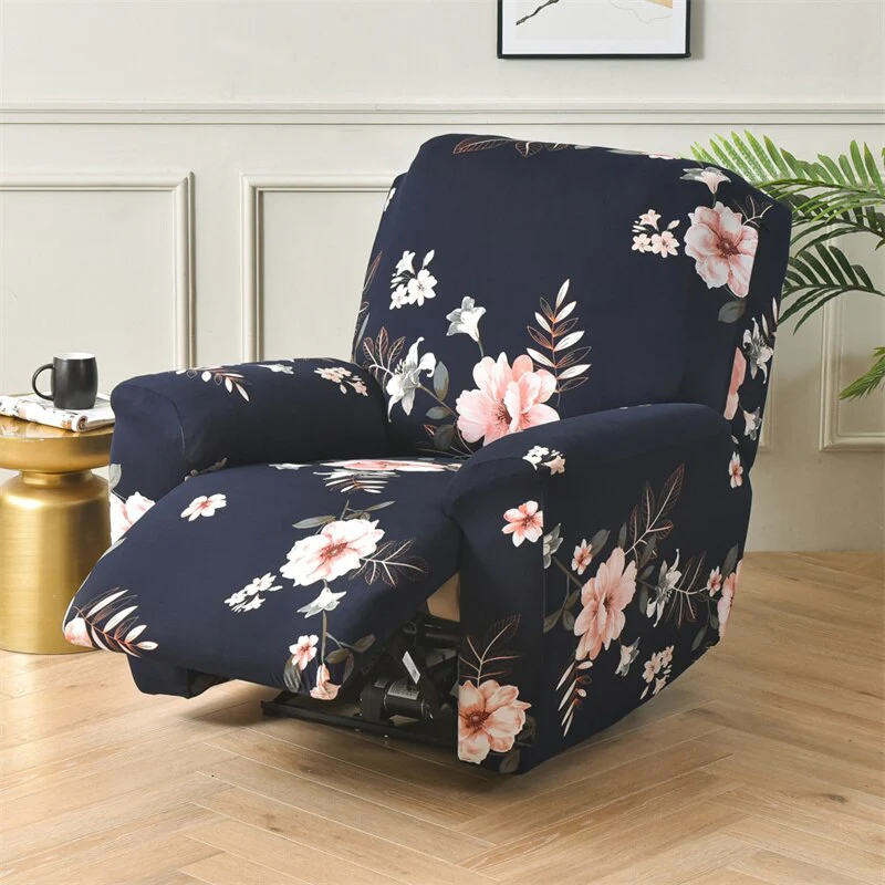 4 Pieces Flower Recliner Sofa Cover Elastic Reclining Chair Cover for Living Room Lazy Boy Relax Armchair Protector Slipcovers Recliner Sofa Cover - Image 19