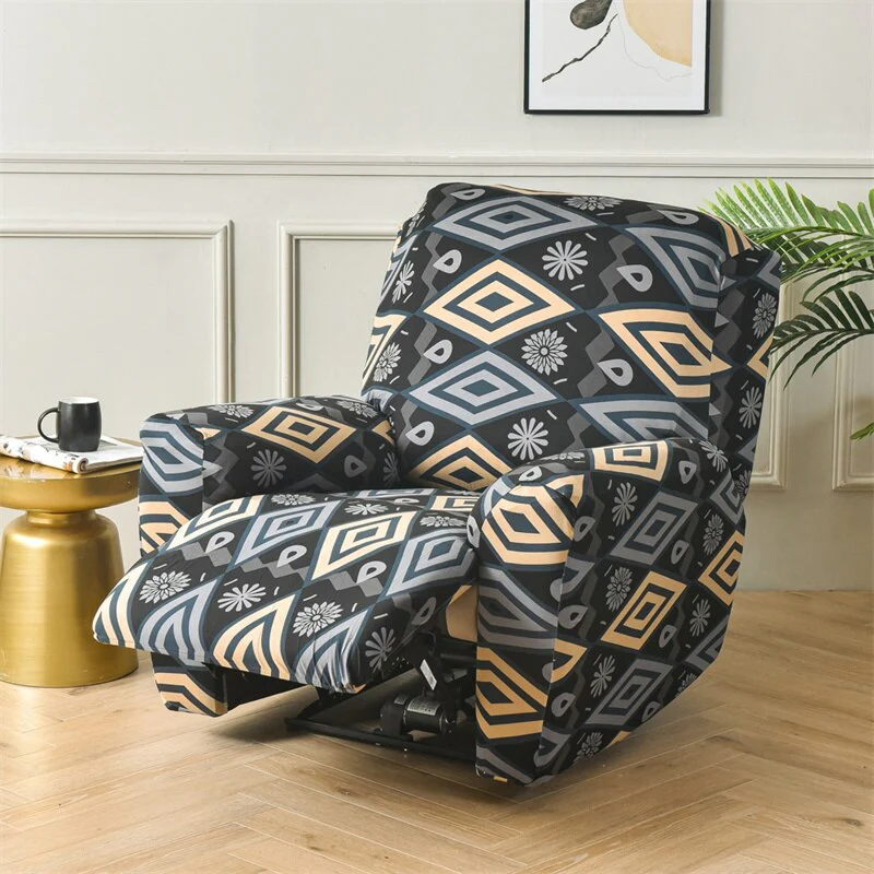 4 Pieces Flower Recliner Sofa Cover Elastic Reclining Chair Cover for Living Room Lazy Boy Relax Armchair Protector Slipcovers Recliner Sofa Cover - Image 22