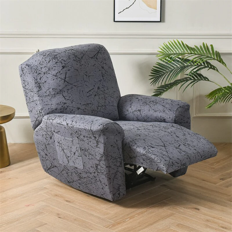 4 Pieces Flower Recliner Sofa Cover Elastic Reclining Chair Cover for Living Room Lazy Boy Relax Armchair Protector Slipcovers Recliner Sofa Cover - Image 5