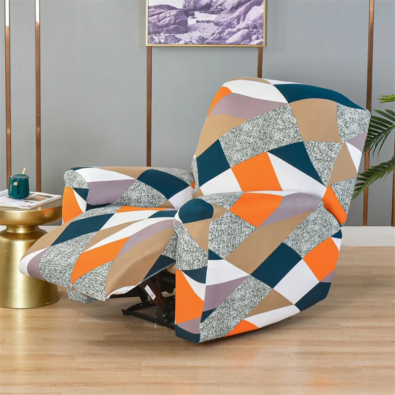 4 Pieces Flower Recliner Sofa Cover Elastic Reclining Chair Cover for Living Room Lazy Boy Relax Armchair Protector Slipcovers Recliner Sofa Cover - Image 9