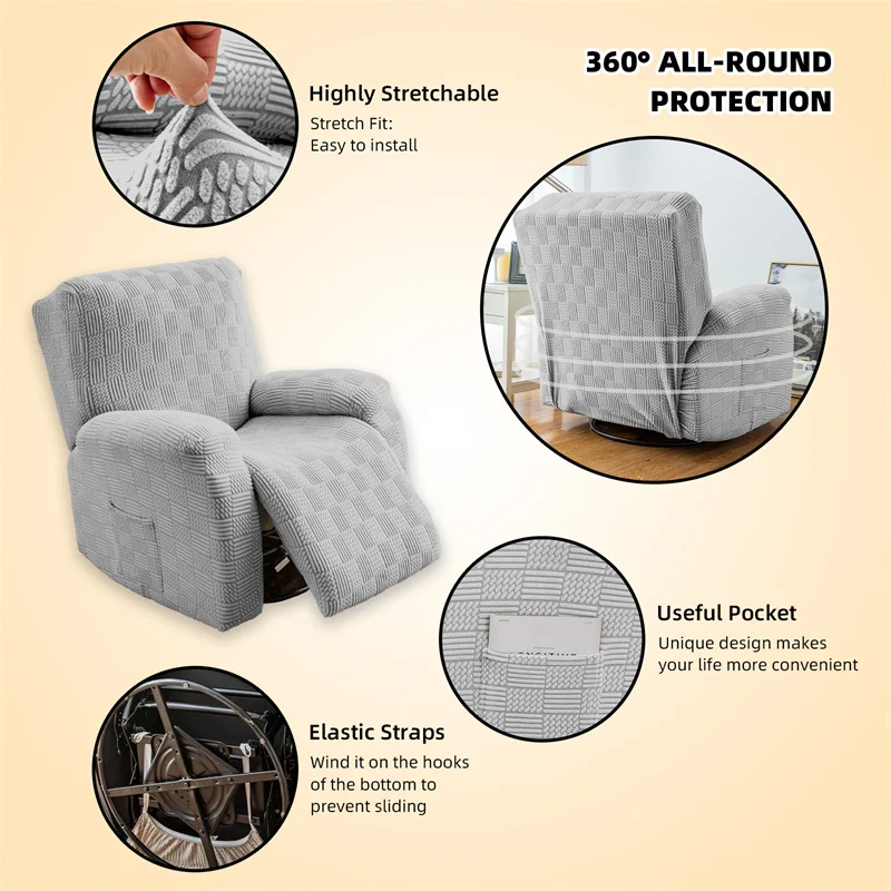 4Pcs in 1 Split Thicken Recliner Sofa Cover Elastic Jacquard Single Armchair Covers Lazy Boy Chair Slipcovers - Image 5